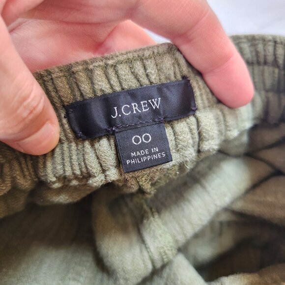 J. Crew Linen Blend Green Cargo Pants Patchwork Joggers Grunge Women's 00 - Picture 8 of 14